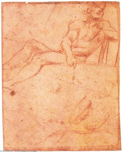 Two Studies For A Seated Male Figure — Antonio Allegri Da Correggio, High Renaissance