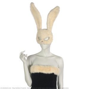 Bunny Mask Of White Mink With Long Ears And Pink Satin Nose — Roy Halston Frowick