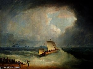 A Deal Lugger Going off to a Storm-bound Ship