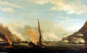 Destruction Of The Floating Batteries At Gibraltar — Thomas Whitcombe
