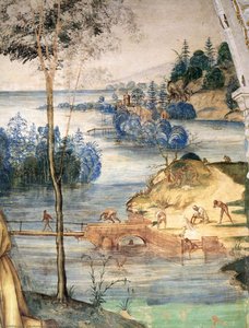 Life Of St Benedict, Scene 15: Benedict Fishes The Pieces Of A Broken Ax (detail) — Il Sodoma (giovanni Antonio Bazzi)