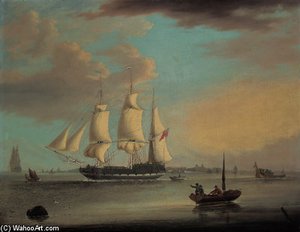 A Clipper Leaving London, With A View Of Greenwich Beyond