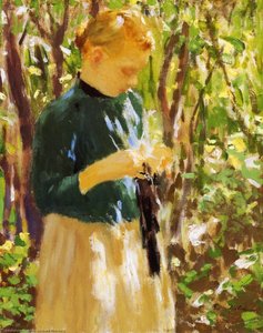 Girl Knitting — Julius Garibaldi Melchers