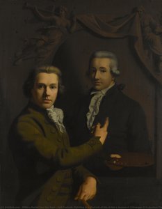 Self Portrait, Pointing At A Portrait Of The Artist"s Deceased Colleague Dirk Jacobsz Ploegsma (1769-91), Willem Bartel Van Der Kooi, 1791 - 1795 — Willem Bartel Van Der Kooi