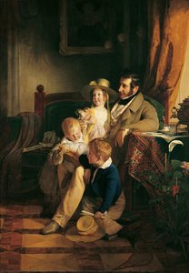 Rudolf Von Arthaber And His Children Rudolf, Emilie And Gustav — Friedrich Ritter Von Amerling