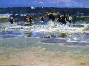 Beach Scene, Jumping In The Surf — Edward Henry Potthast