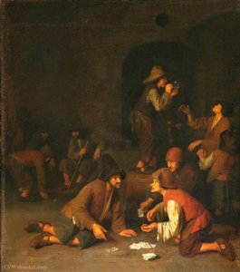 Boors Playing At Cards — Pieter Harmansz Verelst
