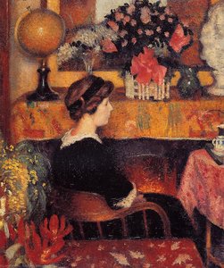 Madame Lemmen In A Flowery Interior — Georges Lemmen