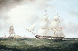 The Brazil Packet In Two Positions Off The Coast — Samuel Walters, Historical Realism