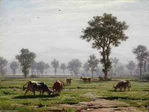 Landscape With Grazing Cows, Near Lucerne — Robert Zund