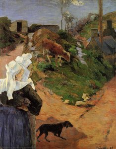 Breton Women At The Turn — Eugène Henri Paul Gauguin