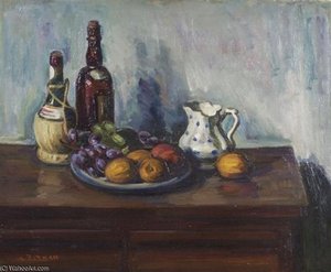 Still Life With Fruit And Bottle — Louis Ritman