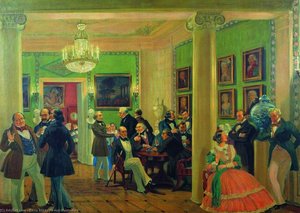 In The Living Room In Moscow In 1840's — Boris Mikhailovich Kustodiev, Art Nouveau