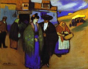 A Spanish Couple In Front Of An Inn — Pablo Picasso, Cubism