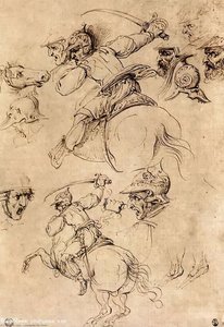 Study Of Battles On Horseback — Leonardo Da Vinci, High Renaissance
