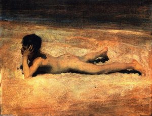 A Nude Boy On A Beach (also Known As Boy Lying On A Beach) — John Singer Sargent, Luminism