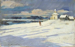 Winter Landscape With A Small Church — Konstantin Alexeievitch Korovin, Impressionism