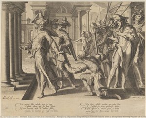 Allegory Of Justice Depicting A Street Scene With A Shepherd Giving Paper To A Judge, Who Rejects It — Willem Isaacsz Van Swanenburg