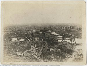 Carring [sic] Trench Mats At Passchendaele — Ernest Wilfred Albert Church, Pre-raphaelite
