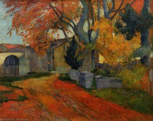 Lane At Alchamps, Arles (also Known As Les Alychamps, Falling Leaves) — Eugène Henri Paul Gauguin, Post-impressionism