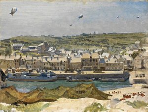 Coasting Vessel And Barges At Port En Bessin — Stephen Bone