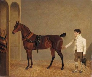 A Carriage Horse And Groom In A Stable — John Frederick Herring Senior