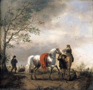 Cavalier Holding A Dappled Grey Horse — Philips Wouwerman