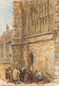 Figures Receiving Alms At The Church Door — David Cox