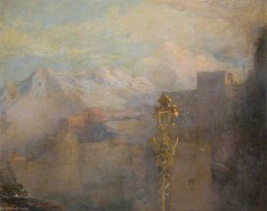 Mace And Mountains (detail) — Douglas Strachan