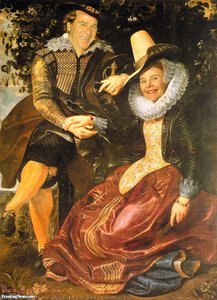 With His First Wife, Isabella Brandt, In The Honeysuckle Bower — Peter Paul Rubens