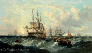 Warships Approaching The Anchorage — William Calcott Knell