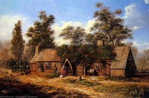 Bush Cottage Near Woodend , (1871) — Henry James Johnstone