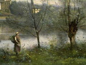 Ville D_avray (detail - ) — Jean-baptiste-camille Corot, Romantic Landscape Painting
