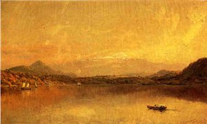 Autumn Landscape With Boaters On A Lake — Jasper Francis Cropsey, Hudson River School