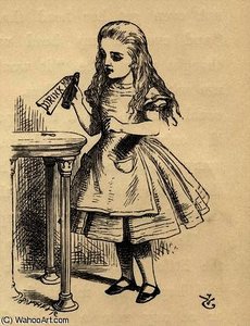 Alice Peering At The Drink Me Bottle — Sir John Tenniel