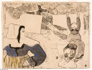 Femmes Étendant Du Linge (women Hanging Laundry) — Émile Bernard