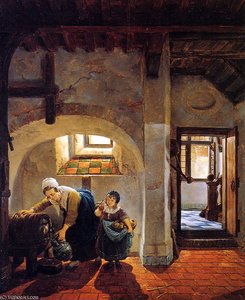 Woman And Child In Basement — Abraham Van Strij