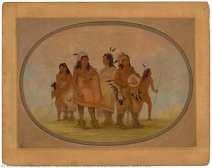 Two Sioux Chiefs, A Medicine Man, And A Woman With A Child — George Catlin