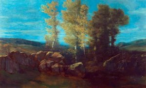 Landscape With A Stream And Hills — Alphonse Legros, Contemporary Realism