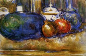 Still Life With Watermelon And Pemegranates — Paul Cézanne