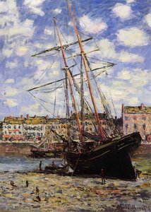 Boat At Low Tide At Fecamp — Claude Monet