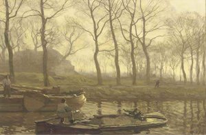 Barges On The Kanaal At Scheveningen — Willem Bastiaan Tholen, Impressionism