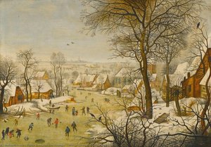 Winter Landscape With A Bird Trap — Pieter Brueghel The Younger, Dutch Golden Age