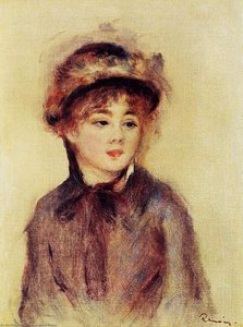 Bust Of A Woman Wearing A Hat — Pierre-auguste Renoir, Impressionism