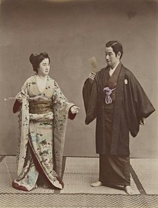 No Title (couple With A Cabinet Photograph And Ghost In Background) — Kusakabe Kimbei