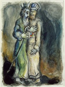God Sends Aaron To Meet Moses In The Desert — Marc Chagall