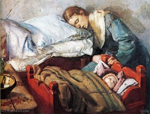 Sovende Mor Med Barn (1883) — Christian Krohg