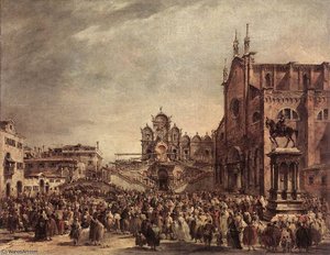 Pope Pius Vi Blessing The People On Campo Santi Giovanni E Paolo — Francesco Lazzaro Guardi