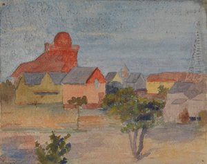 Landscape with Buildings and Windmill