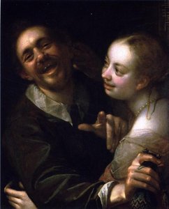 Laughing Couple With A Money Purse — Hans Von Aachen